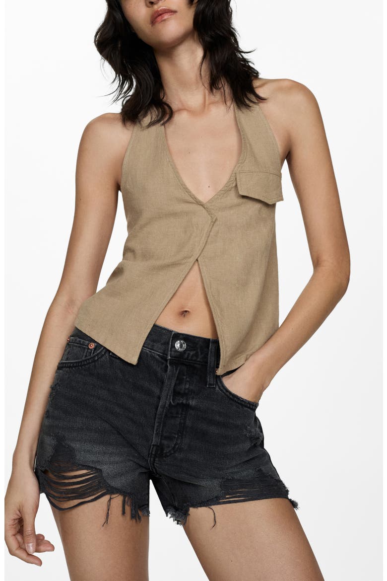 Frayed High Waist Denim Cutoff Shorts, Alternate, color, BLACK DENIM