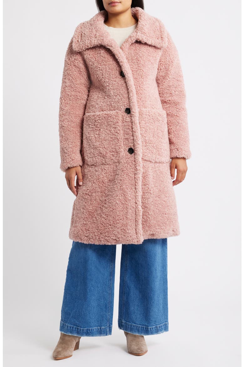 Long Teddy Coat, Main, color, ROSE PINK