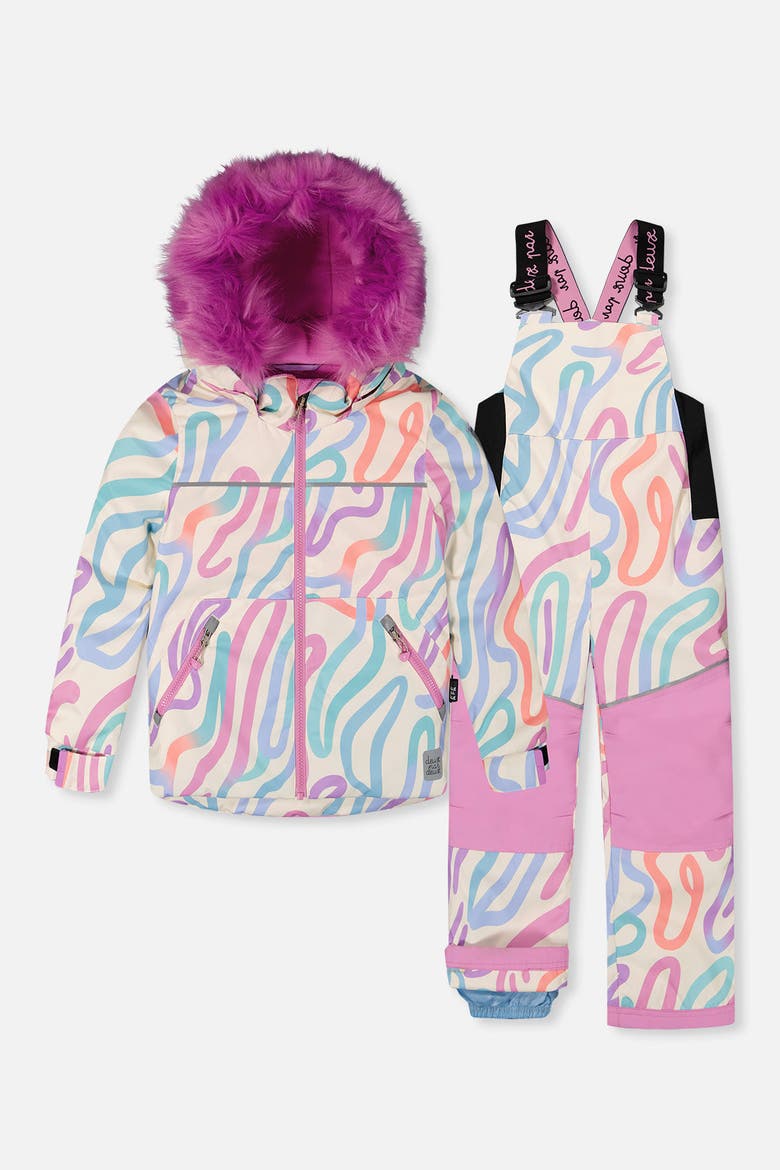 Discover Line Jacket Snow Pants Two Piece Snowsuit, Main, color, Multicolored Line Print
