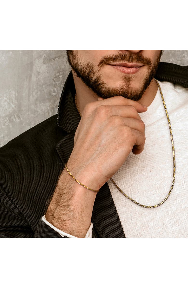 DELMAR Men's 2.2mm Figaro Link Chain Necklace & Bracelet Set, Alternate, color, Yellow