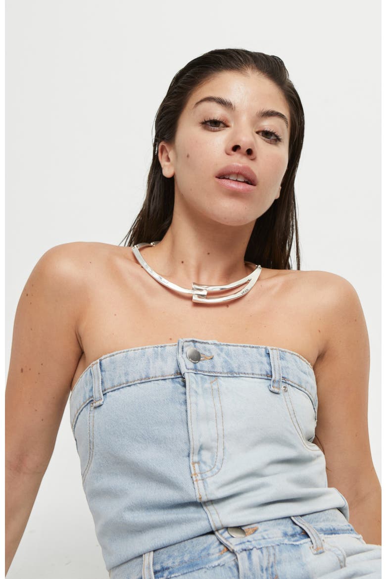 Sculpted Choker Necklace, Alternate, color, Silver