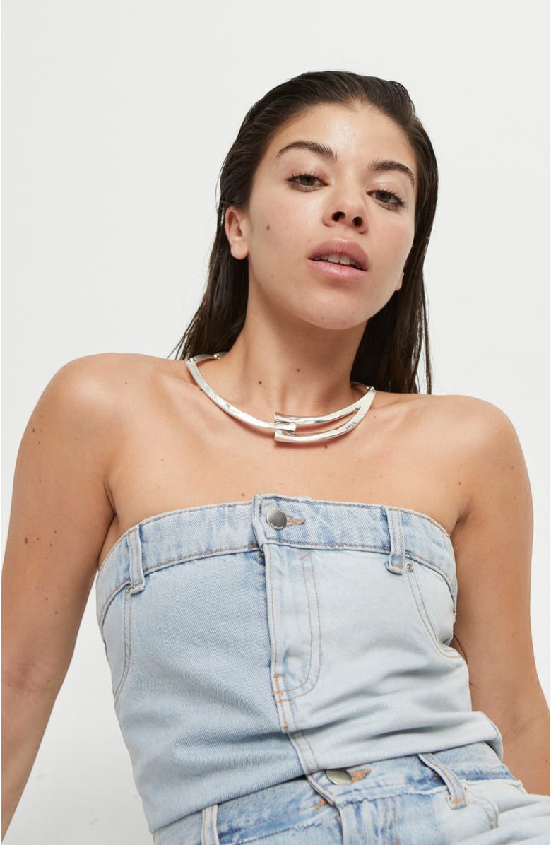 UNODE50 Sculpted Choker Necklace, Alternate, color, Silver