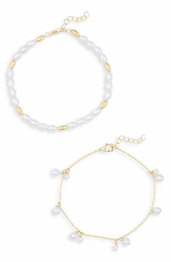 Demi Fine Set of 2 Faux Pearl Charm & Beaded Bracelets