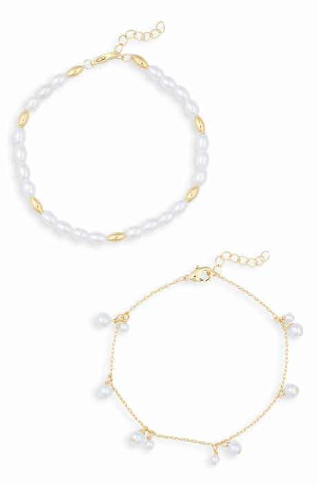 NORDSTROM RACK Demi Fine Set of 2 Faux Pearl Charm & Beaded Bracelets