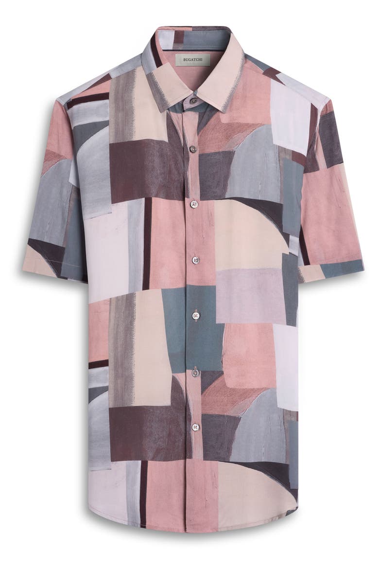 Orson Shaped Fit Short Sleeve Button-Up Shirt, Alternate, color, DUSTY PINK