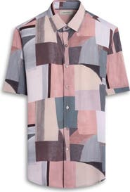 Bugatchi Orson Shaped Fit Short Sleeve Button-Up Shirt