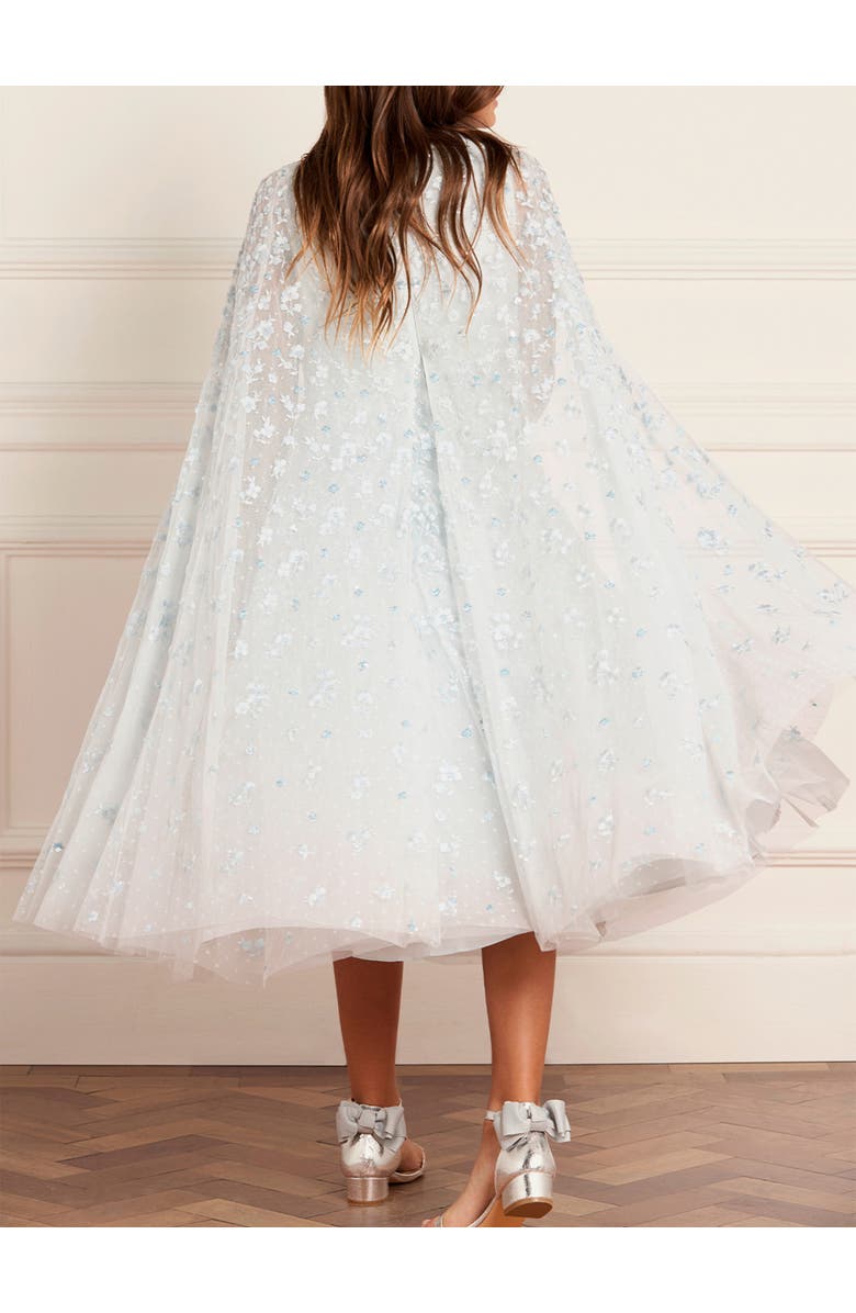 Needle & Thread Dahlia Clover Cape Kids Dress, Alternate, color, Ice Blue