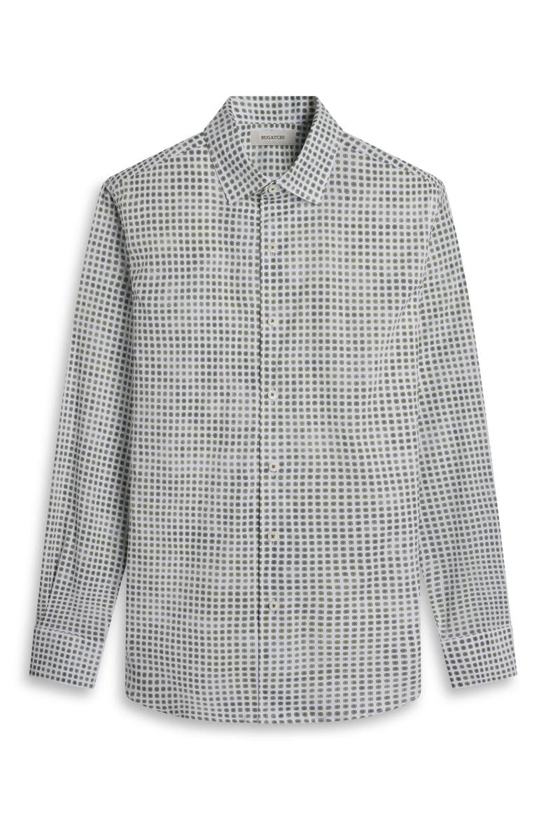 Alvin Shaped Fit Geo Print Button-Up Shirt, Alternate, color, KHAKI