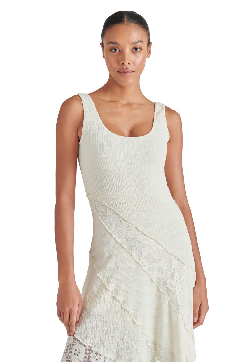 Vance Mixed Media Asymmetric Dress, Alternate, color, MARSHMALLOW