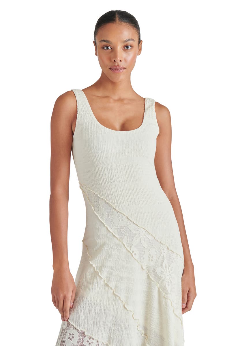 Steve Madden Vance Mixed Media Asymmetric Dress, Alternate, color, Marshmallow