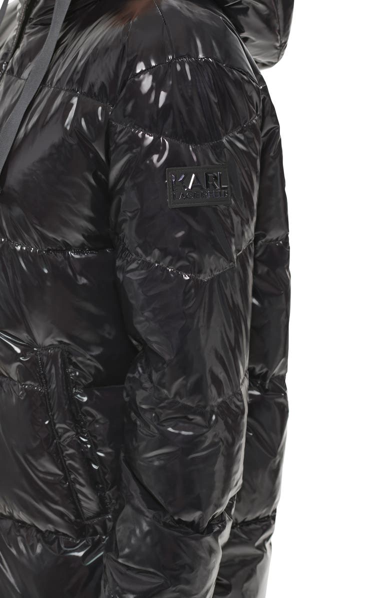 KARL LAGERFELD PARIS Cocoon Water Resistant Down & Polyester Fill Puffer Jacket, Alternate, color, 