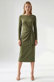 Exquise Gascon Crew Neck Long Sleeve Knit Midi Dress