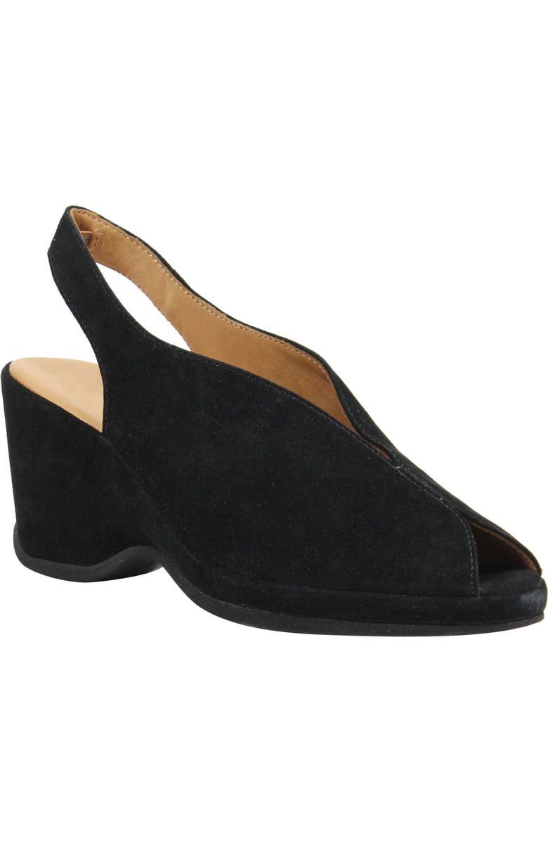 L'Amour des Pieds Odetta Slingback Wedge, Main, color, Black Suede