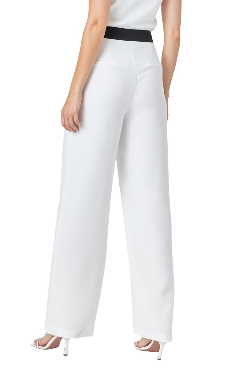 Endless Rose Contrast Band Relaxed High Waist Pants, Alternate, color, Off White