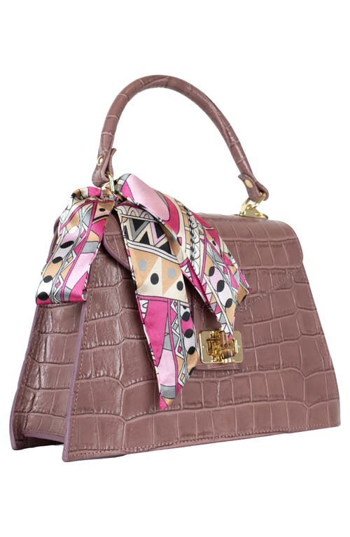 Persaman New York Marta Croc Embossed Satchel With Scarf