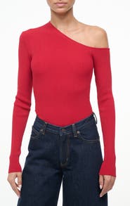 STAUD Lois One Shoulder Rib Top