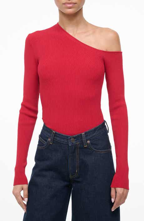 STAUD Lois One Shoulder Rib Top
