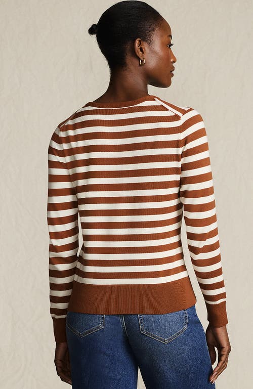 Lands' End Fine Gauge Cotton Cardigan Sweater In Brown