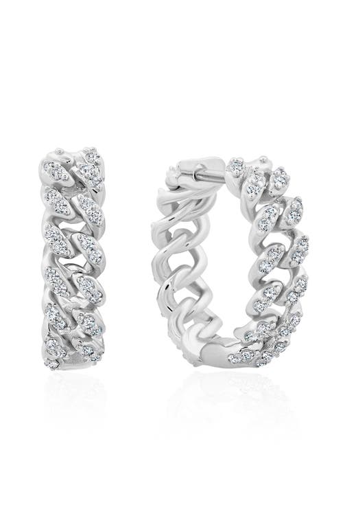 Crislu Cabana Cuban Link Hoop Earrings In Silver