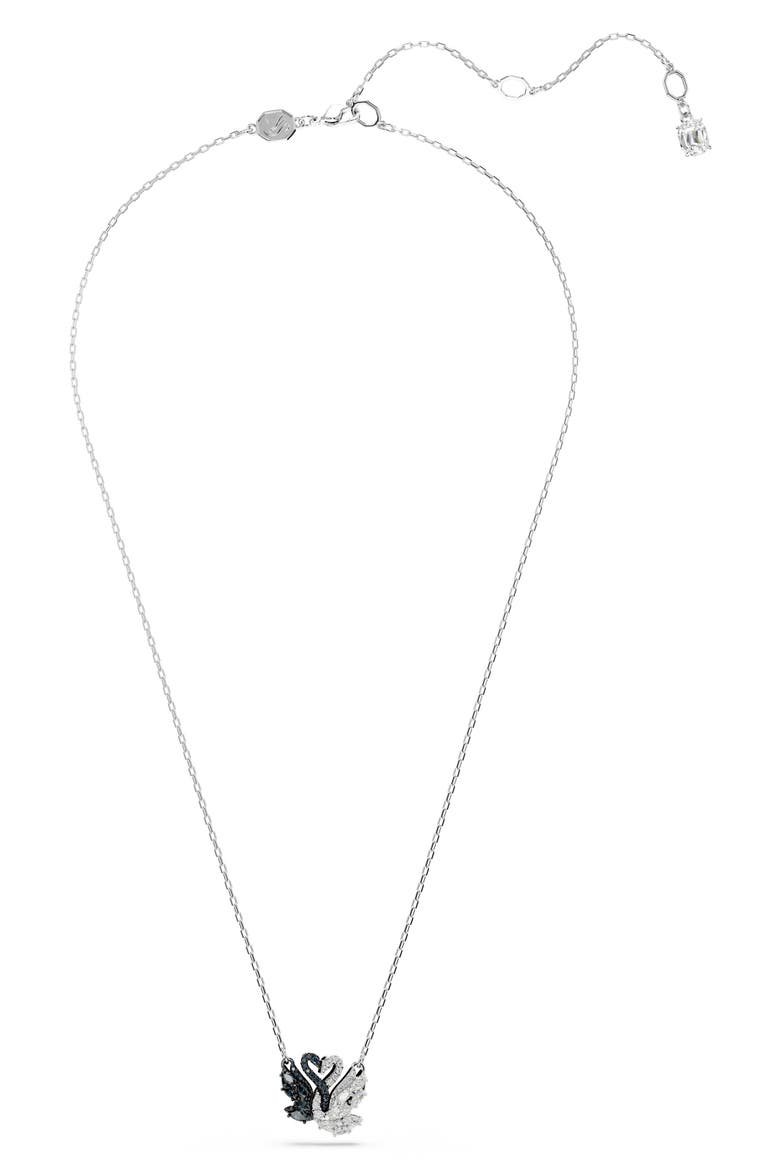 Two-Tone Swan Pendant Necklace, Alternate, color, BLACK/ WHITE