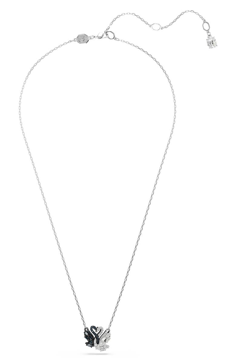 Swarovski Two-Tone Swan Pendant Necklace, Alternate, color, Black/ White