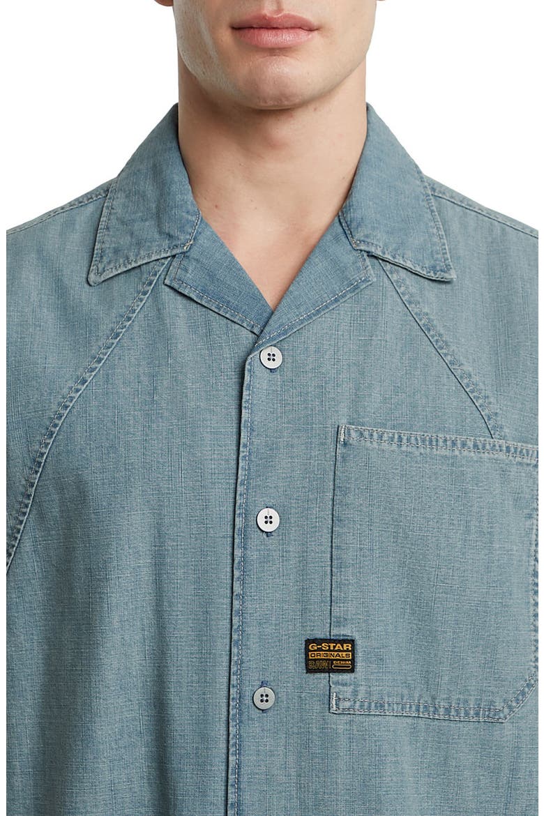 Track Relaxed Fit Organic Cotton Camp Shirt, Alternate, color, FADED BREEZE