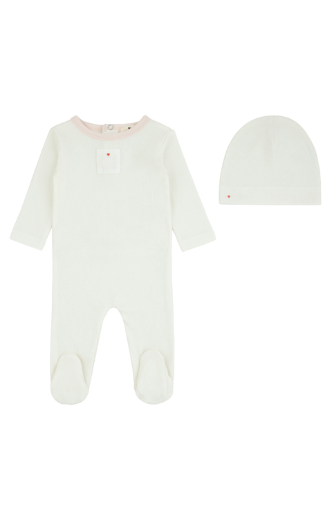 Teddy Patch Footie and Beanie Set