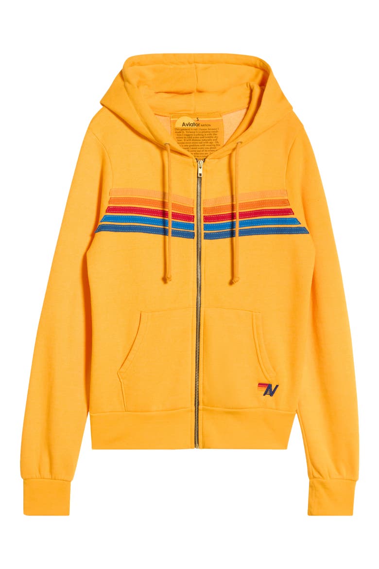 5-Stripe Zip Hoodie, Alternate, color, GOLD