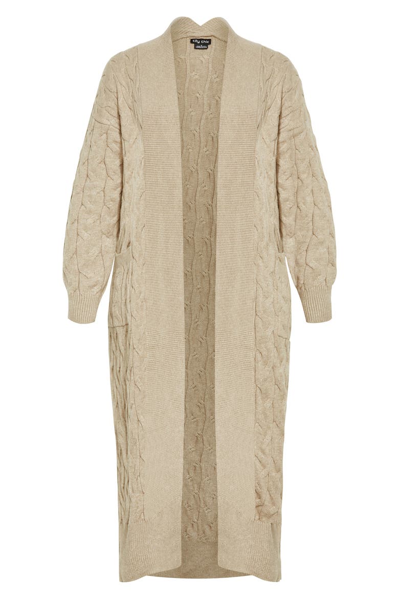 Charissa Cable Stitch Longline Cardigan, Alternate, color, CREAM