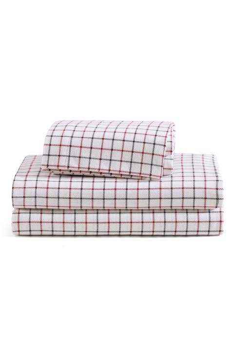Tompkins Windowpane Cotton Flannel Sheet Set