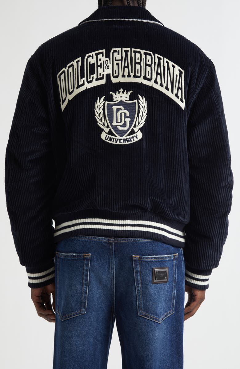 Dolce&Gabbana Padded Corduory Varsity Jacket, Alternate, color, B0665 Blu Scurissimo 1