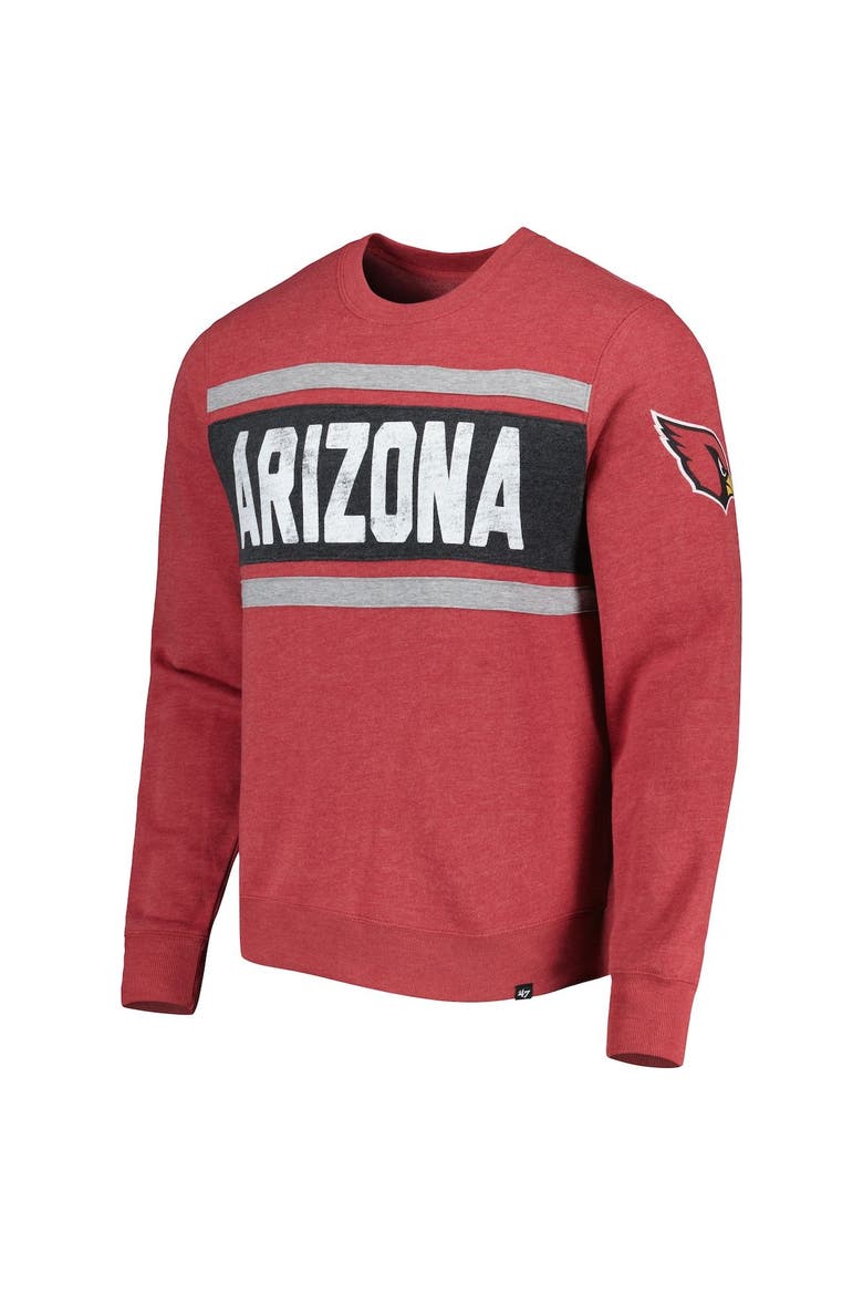 Men's '47 Heathered Cardinal Arizona Cardinals Bypass Tribeca Pullover Sweatshirt, Alternate, color, Red