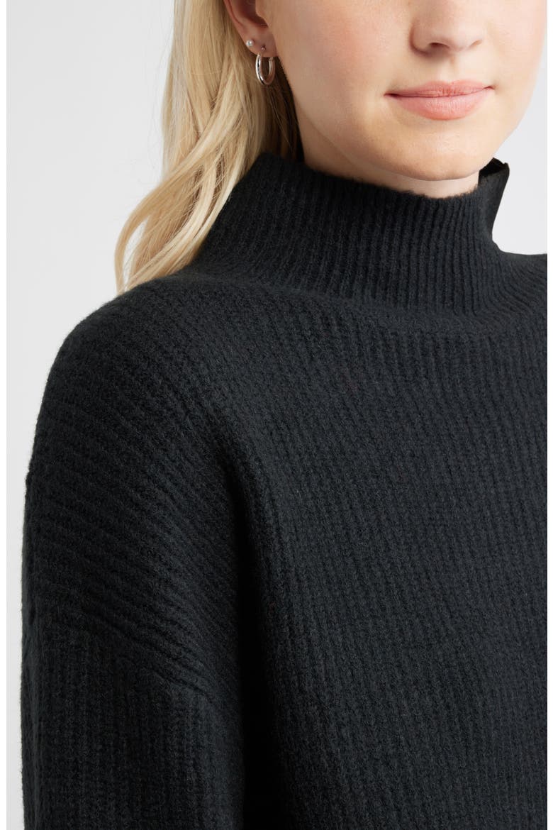 Oversize Cozy Mock Neck Sweater, Alternate, color, BLACK