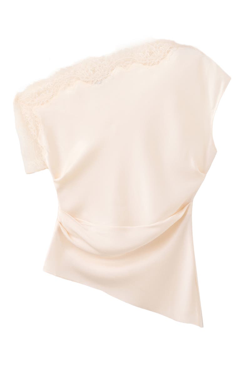Asymmetric Lace & Satin Shirt, Alternate, color, ECRU
