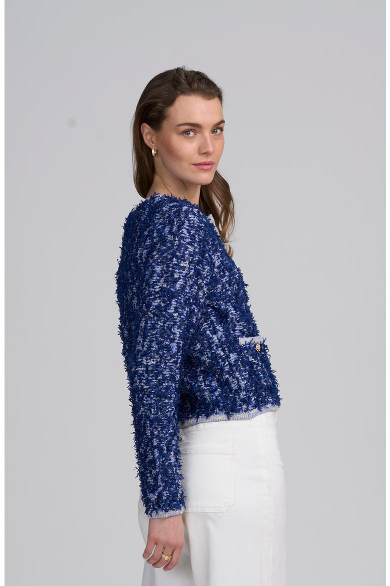Boucle Cardigan, Alternate, color, BLUE MULTI
