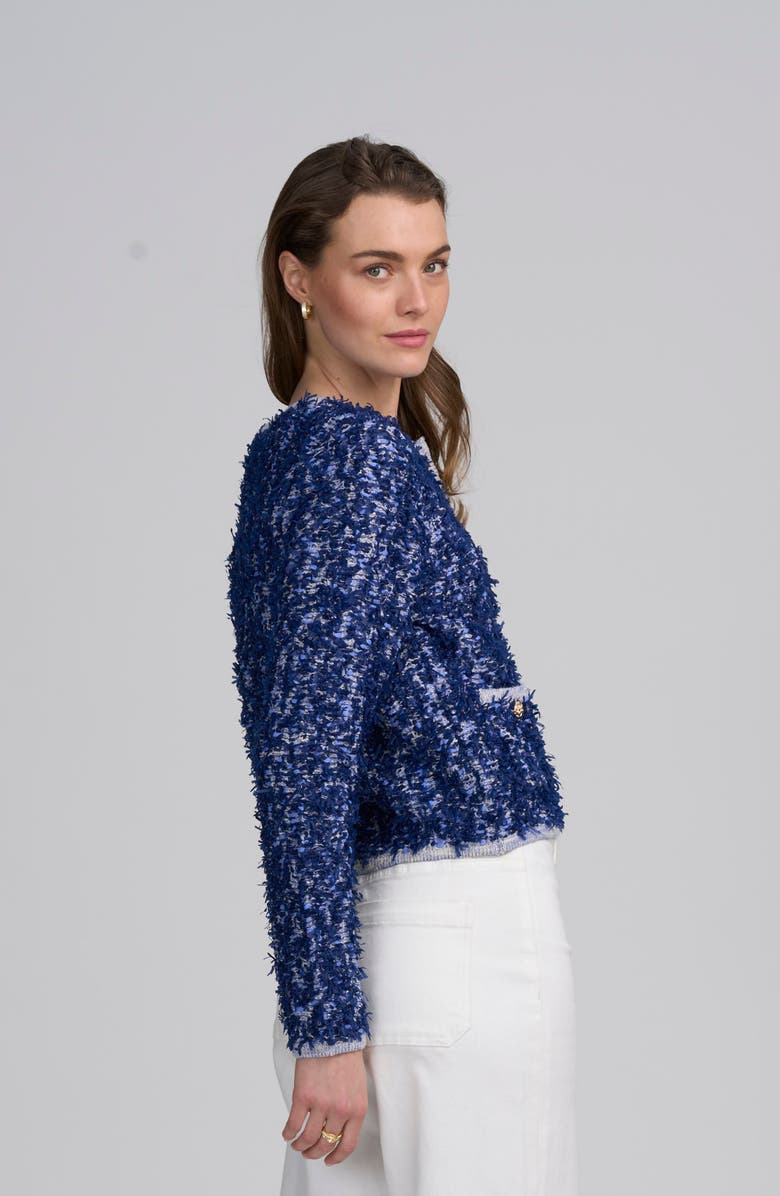 ELLE Collection Boucle Cardigan, Alternate, color, Blue Multi