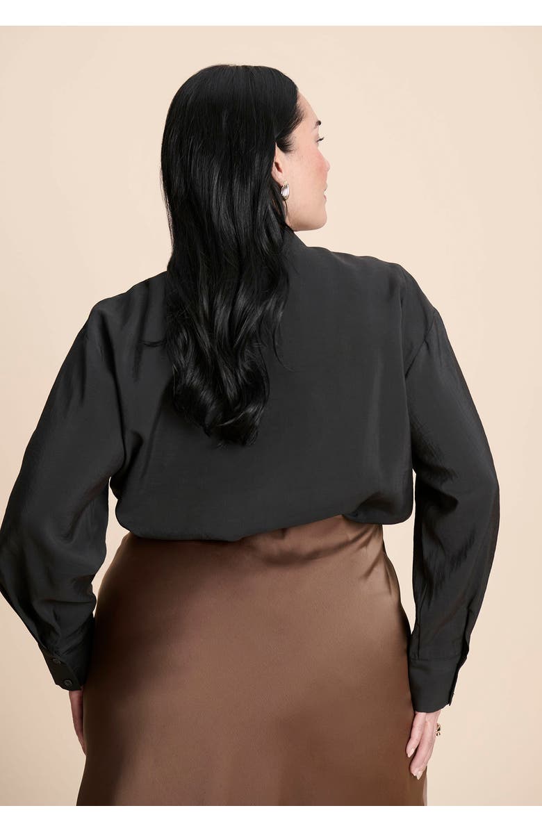 ELOQUII Neck Pleat Blouse, Alternate, color, Black Onyx