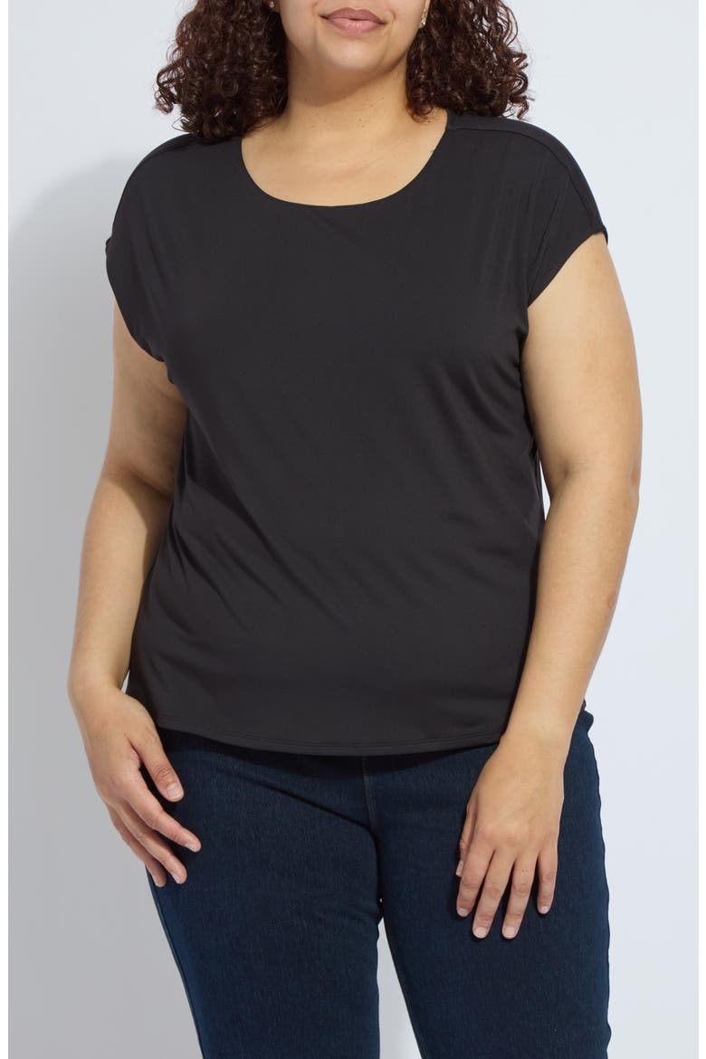 'Lyssentials Cap Sleeve T-Shirt, Main, color, BLACK
