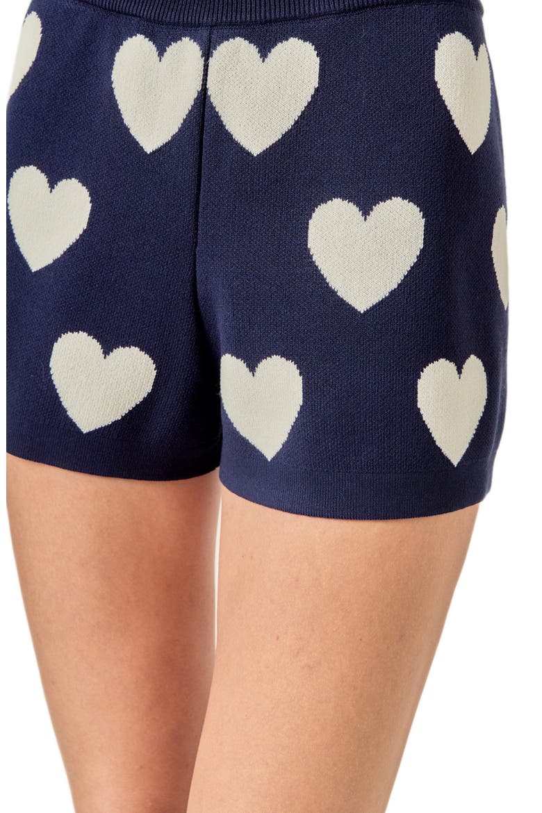 Heart Pattern Sweater Shorts, Alternate, color, NAVY/ WHITE