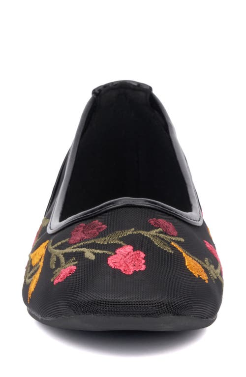 New York And Company Elisabette Mesh Flat In Black Multi Floral