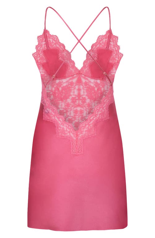Hunkemoller Hunkemöller Mya Lace Trim Satin Chemise In Pink