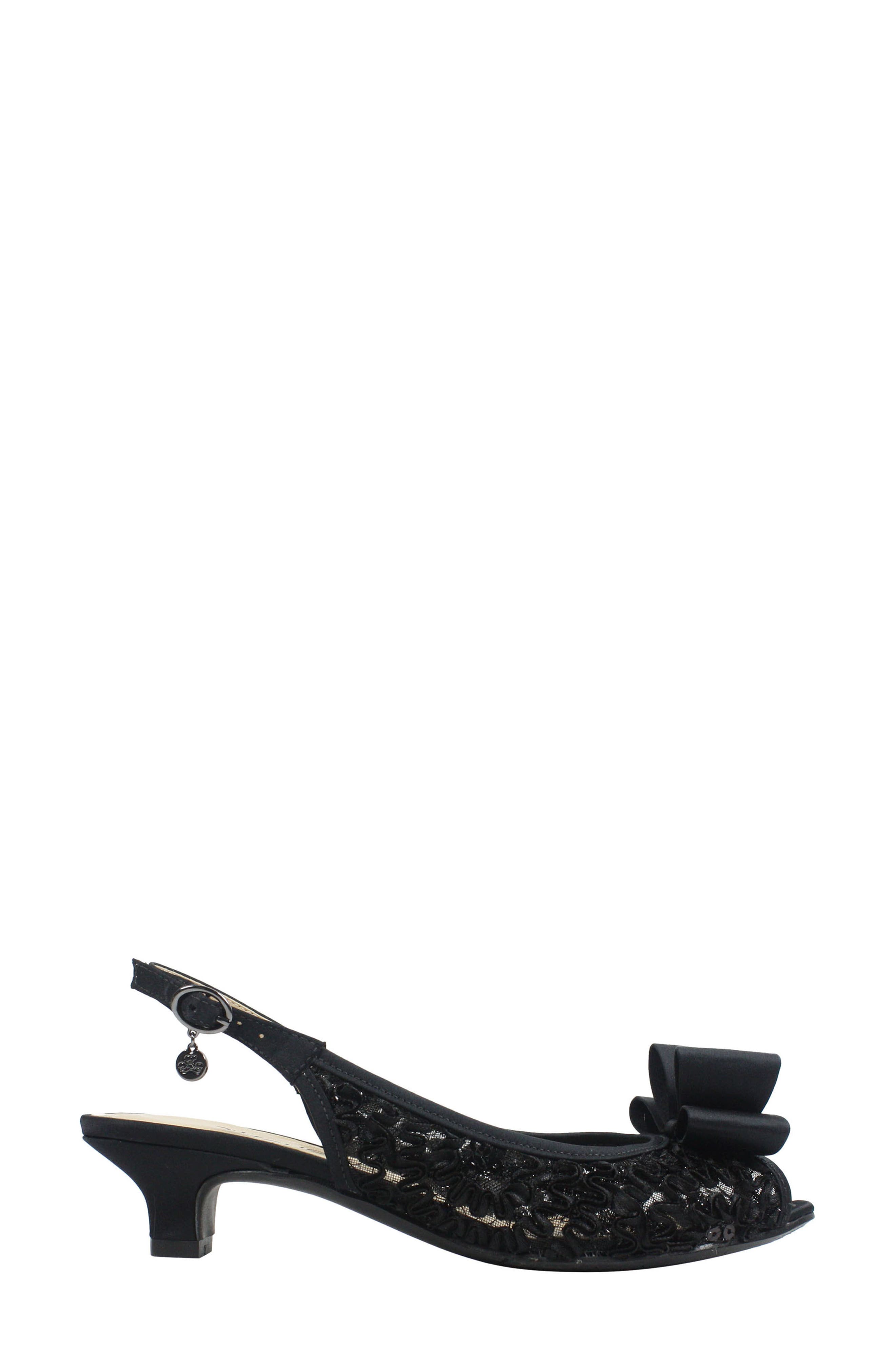 Landan Bow Slingback Sandal, Alternate, color, BLACK LACE