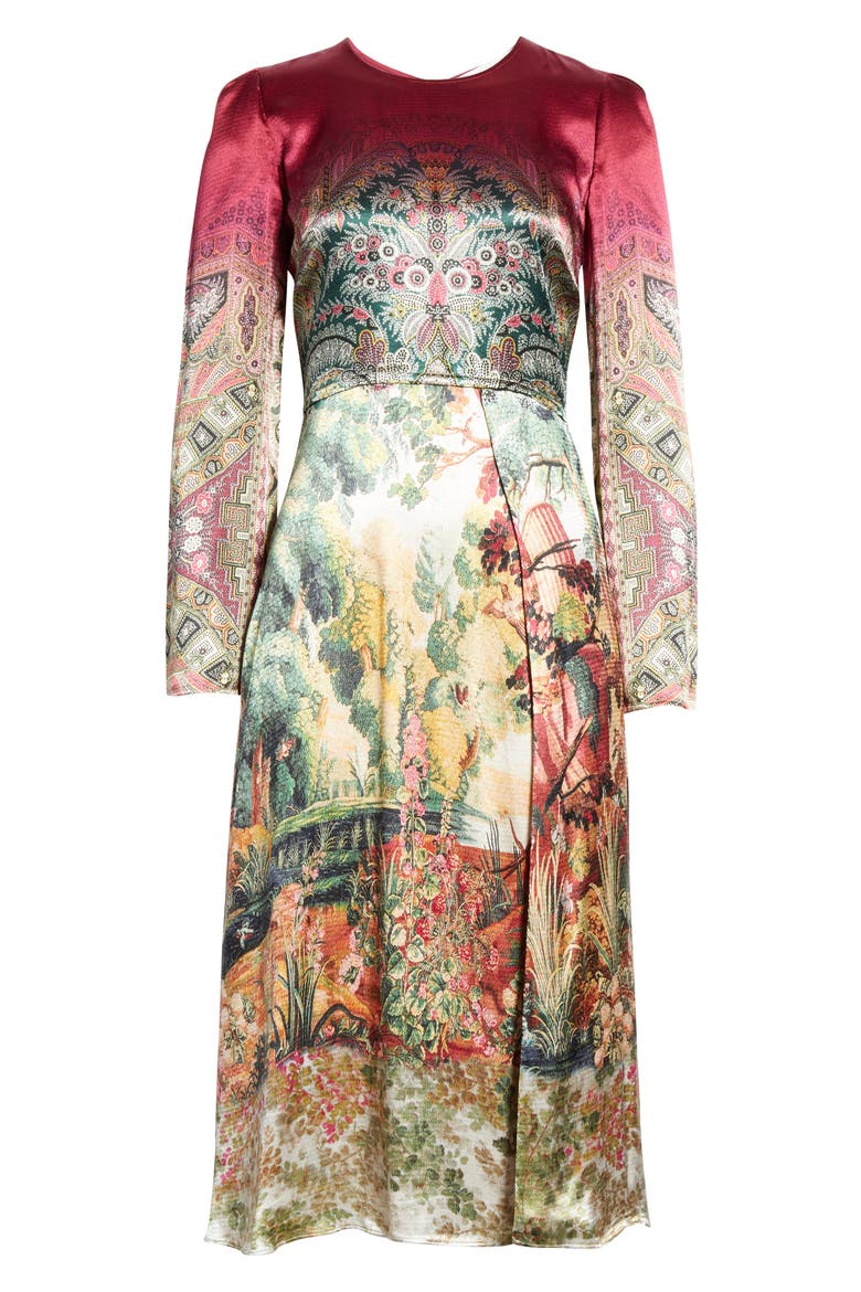 Castle Print Long Sleeve Dress, Alternate, color, MULTI