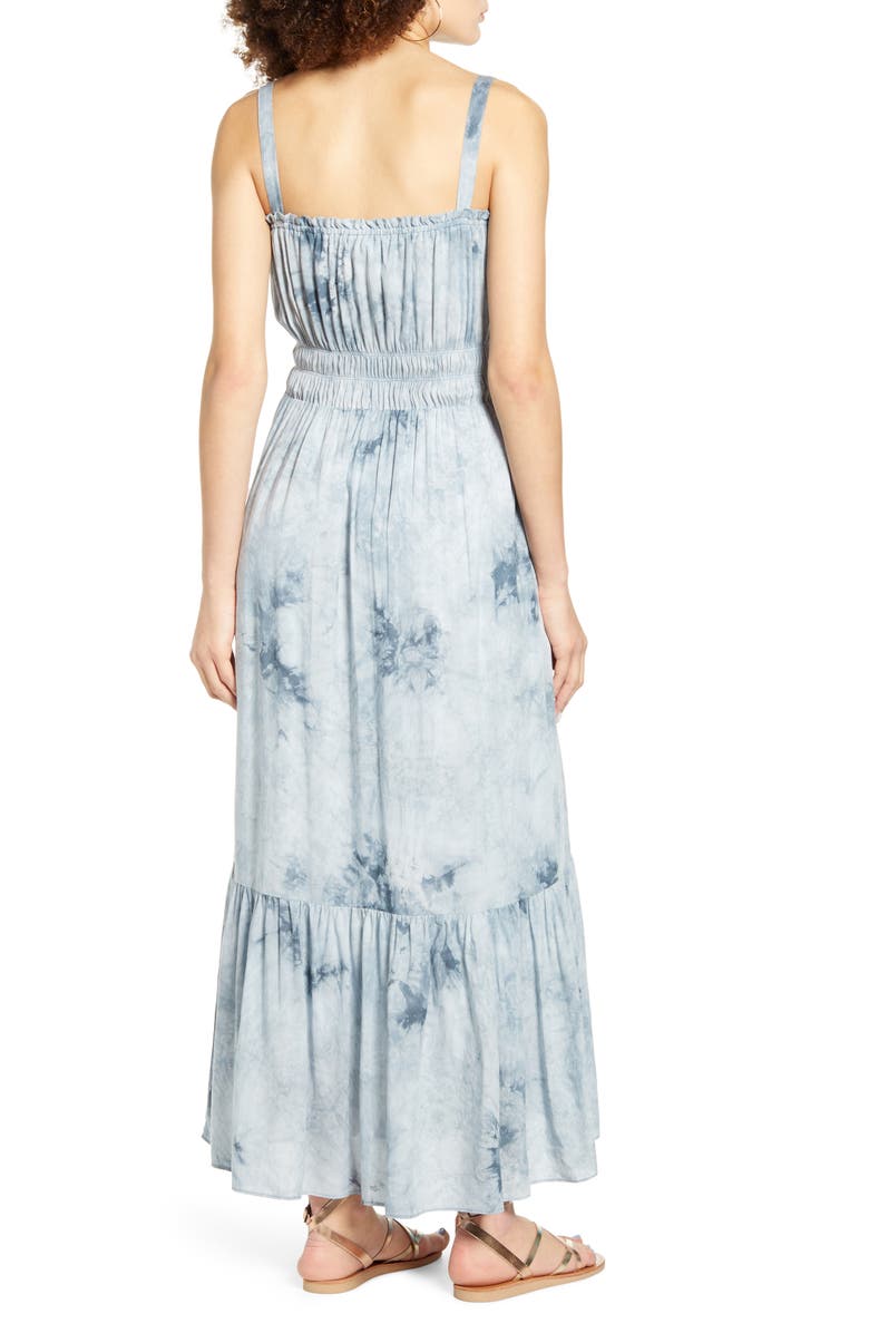 All in Favor Smocked Waist Tie Dye Maxi Dress, Alternate, color, 