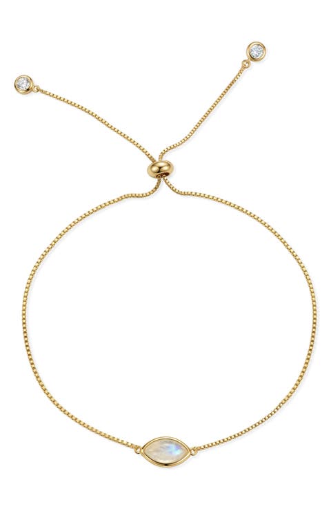 14k Gold Plate Moonstone Slider Bracelet
