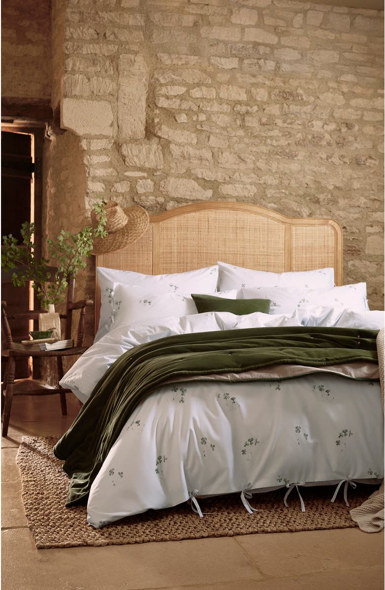 CHRISTY Clover Romantic Floral Striped Reversible Duvet Cover Sets, Alternate, color, Green