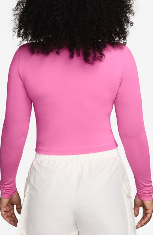 Nike Sportswear Chill Knit Slim Long Sleeve Crop T-shirt In Pink