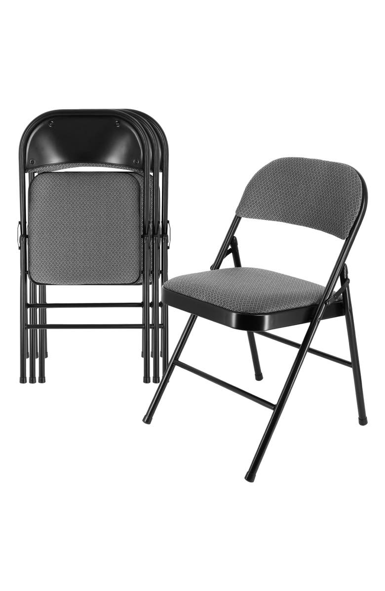 Elama 4 Piece Metal Folding Chair with Padded Seats, Main, color, Grey