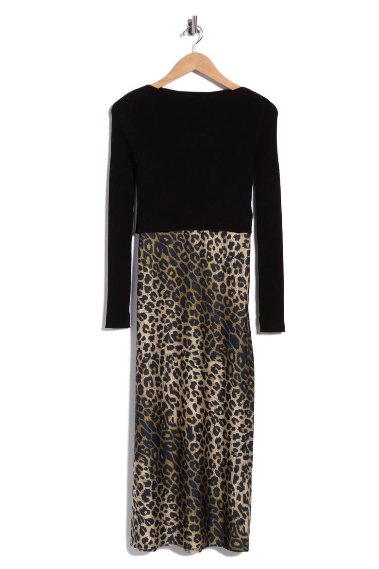 Hera Leppo Long Sleeved Midi Dress, Alternate, color, BLACK