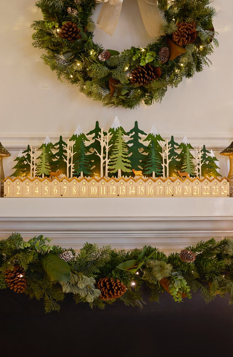 Balsam Hill Lit Wooden Forest Advent Calendar, Alternate, color, Multicolor